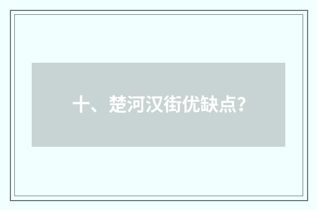 十、楚河汉街优缺点?