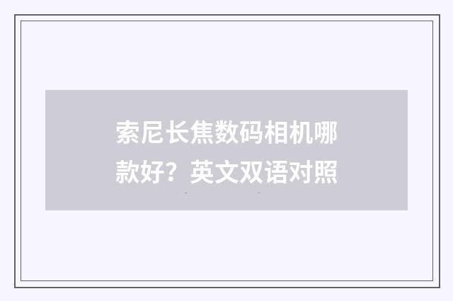 索尼长焦数码相机哪款好?英文双语对照