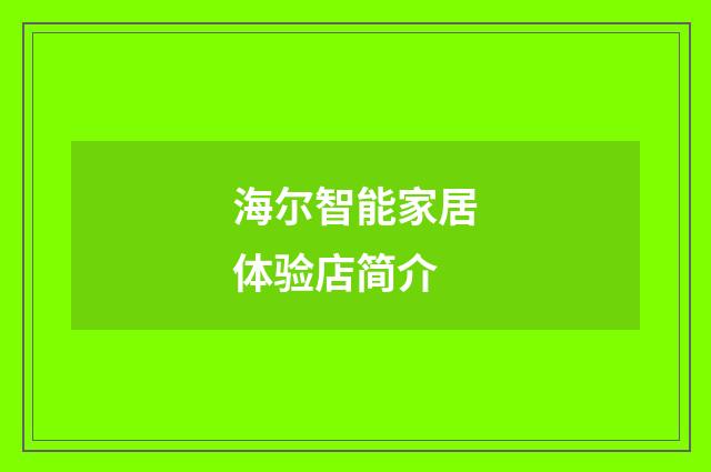 海尔智能家居体验店简介