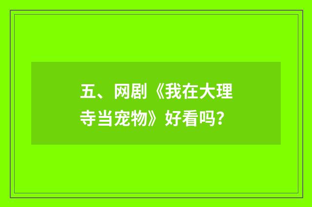 五、网剧《我在大理寺当宠物》好看吗?