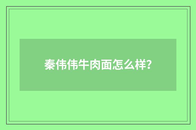 秦伟伟牛肉面怎么样？