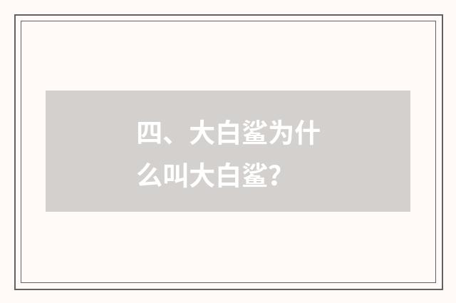 四、大白鲨为什么叫大白鲨？