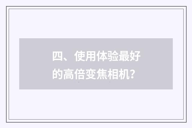 四、使用体验最好的高倍变焦相机?