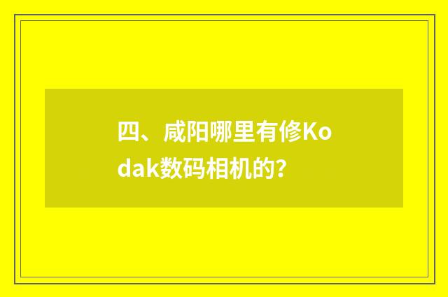四、咸阳哪里有修Kodak数码相机的?