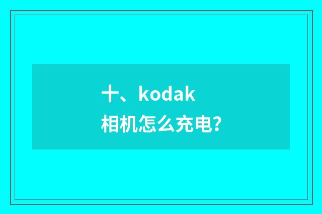 十、kodak 相机怎么充电?