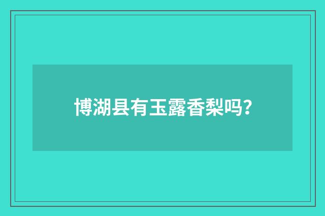 博湖县有玉露香梨吗？