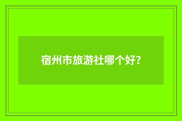 宿州市旅游社哪个好？