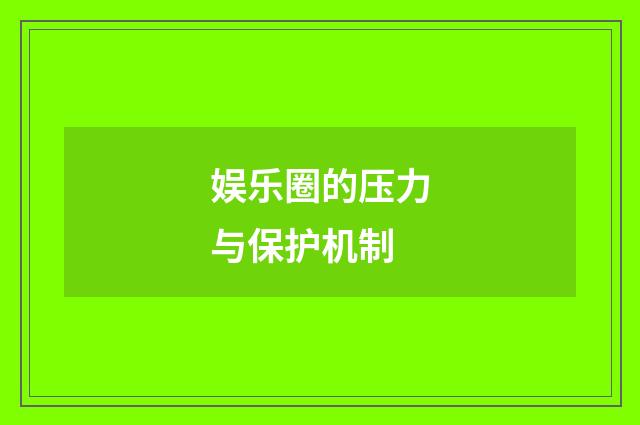 娱乐圈的压力与保护机制