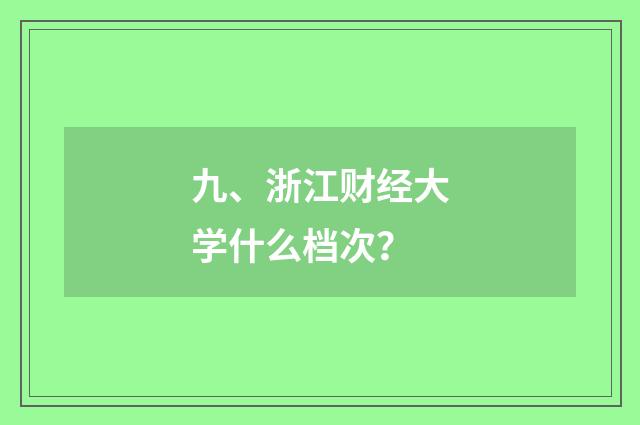 九、浙江财经大学什么档次?