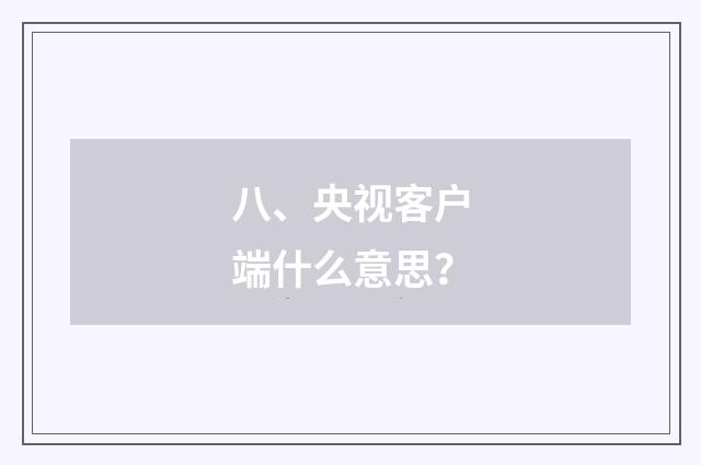 八、央视客户端什么意思?