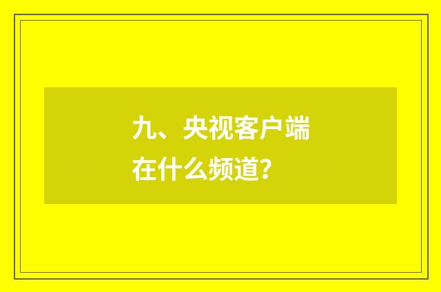 九、央视客户端在什么频道？