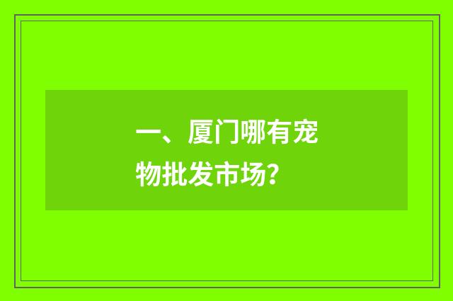 一、厦门哪有宠物批发市场？