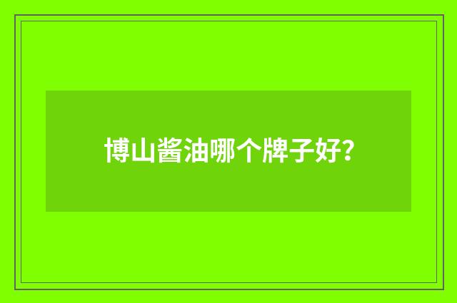 博山酱油哪个牌子好?