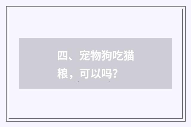 四、宠物狗吃猫粮，可以吗？