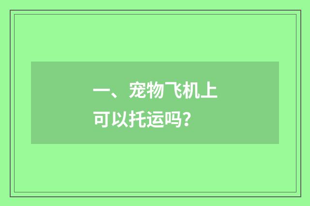一、宠物飞机上可以托运吗?