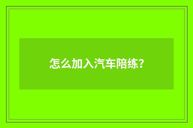 怎么加入汽车陪练?