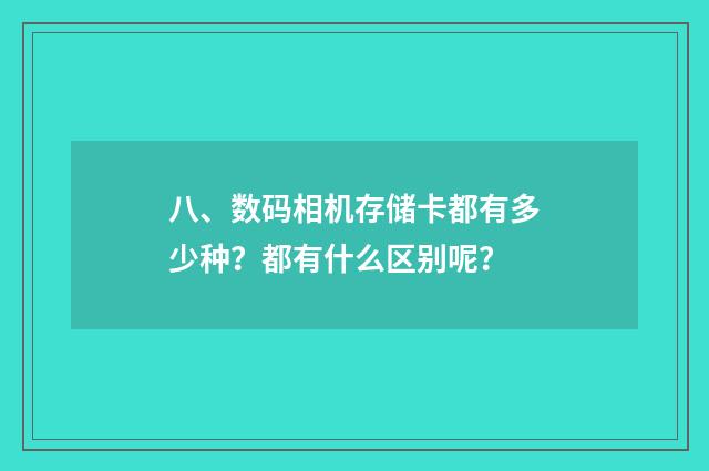 八、数码相机存储卡都有多少种？都有什么区别呢？