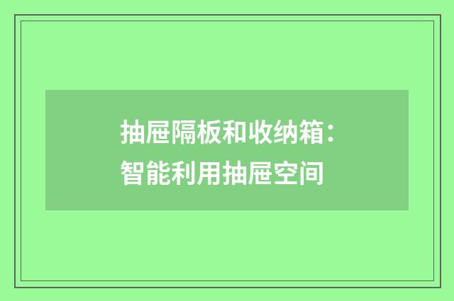 抽屉隔板和收纳箱:智能利用抽屉空间