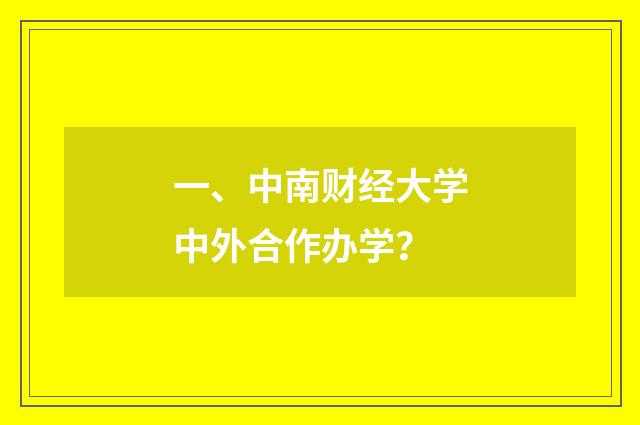 一、中南财经大学中外合作办学?