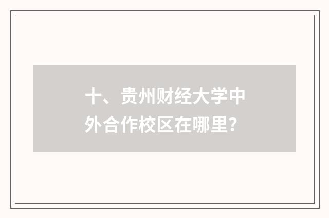 十、贵州财经大学中外合作校区在哪里？