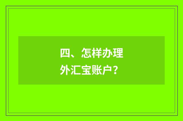 四、怎样办理外汇宝账户?