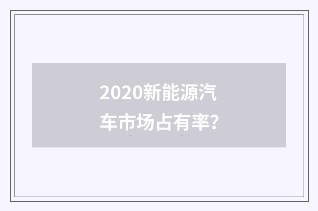 2020新能源汽车市场占有率?