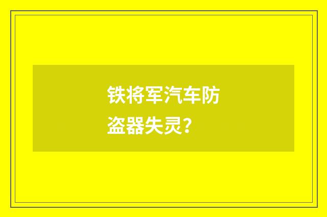 铁将军汽车防盗器失灵?
