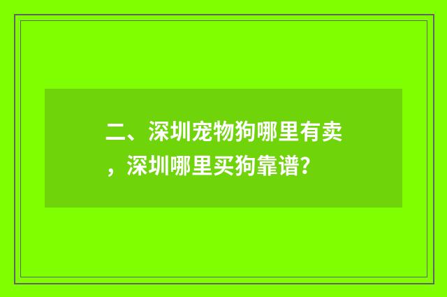 二、深圳宠物狗哪里有卖,深圳哪里买狗靠谱?