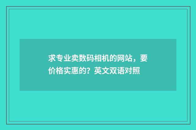 求专业卖数码相机的网站,要价格实惠的?英文双语对照