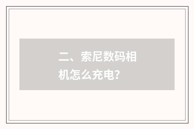 二、索尼数码相机怎么充电?