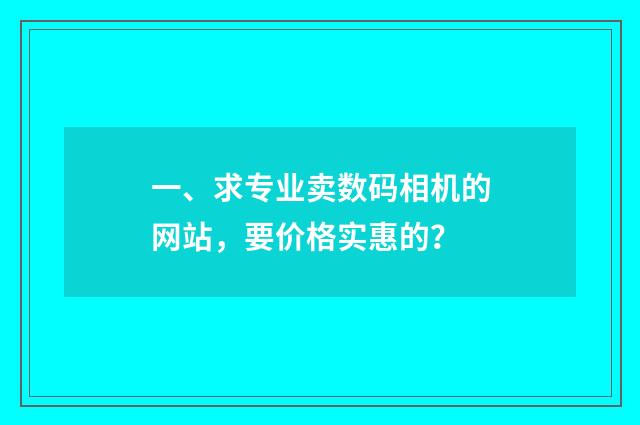 一、求专业卖数码相机的网站,要价格实惠的?