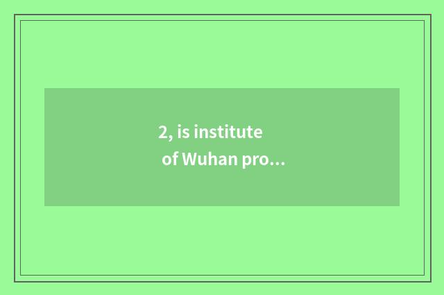 2, is institute of Wuhan project science and technology Wuhan project university