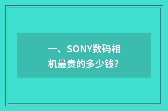 一、SONY数码相机最贵的多少钱?
