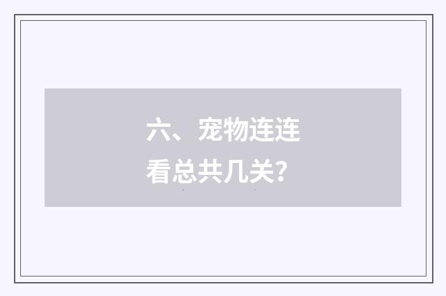 六、宠物连连看总共几关？