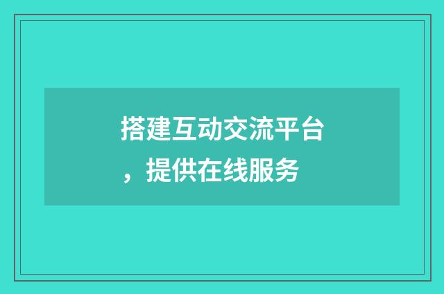 搭建互动交流平台，提供在线服务
