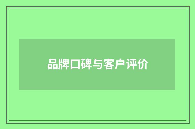 品牌口碑与客户评价