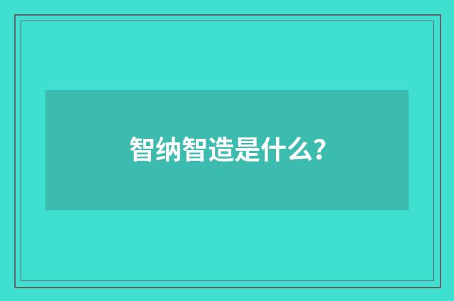 智纳智造是什么?