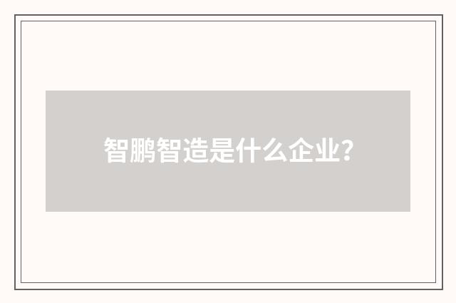 智鹏智造是什么企业？