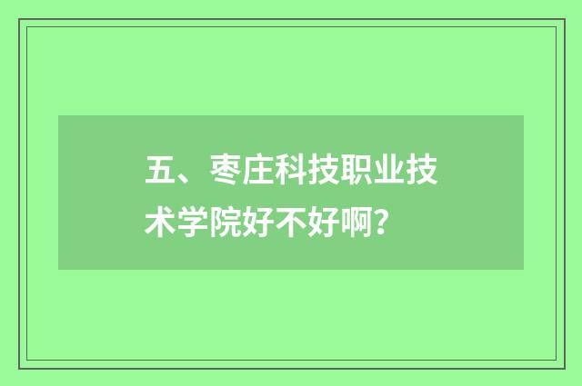 五、枣庄科技职业技术学院好不好啊？