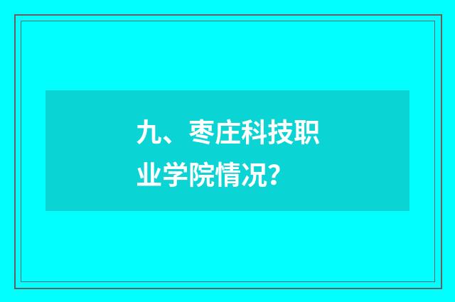 九、枣庄科技职业学院情况?