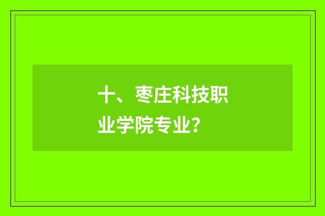 十、枣庄科技职业学院专业？