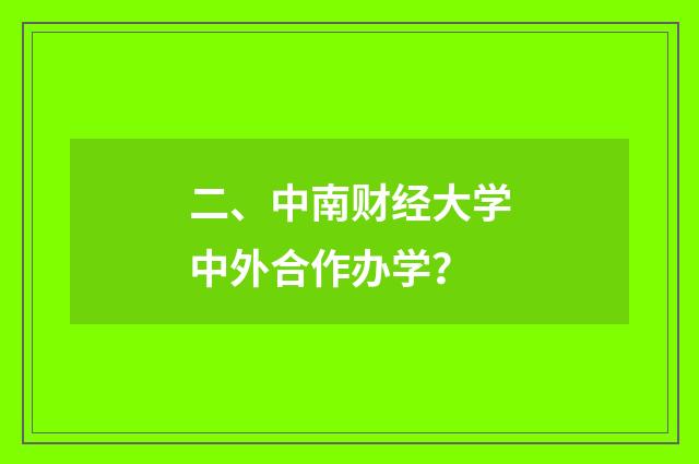 二、中南财经大学中外合作办学?