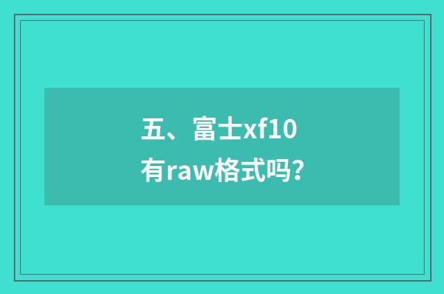五、富士xf10有raw格式吗?