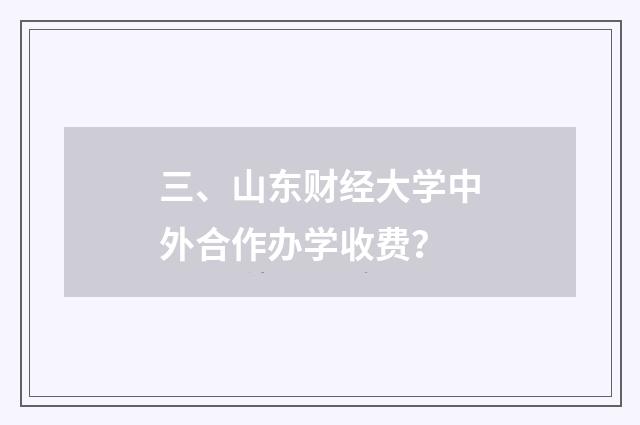 三、山东财经大学中外合作办学收费？