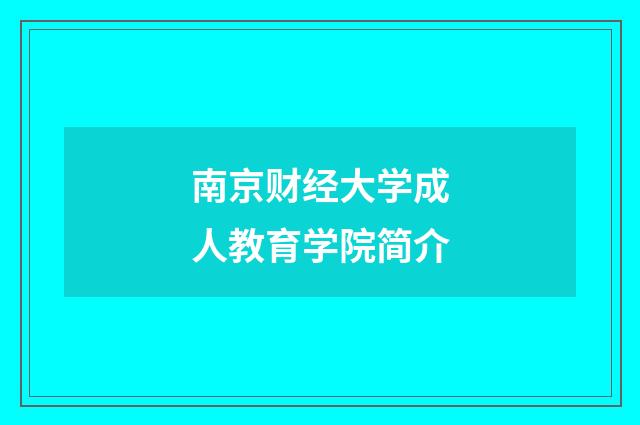 南京财经大学成人教育学院简介