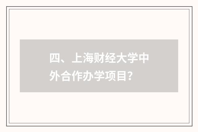 四、上海财经大学中外合作办学项目？