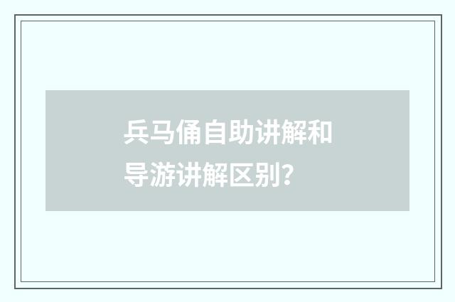 兵马俑自助讲解和导游讲解区别?