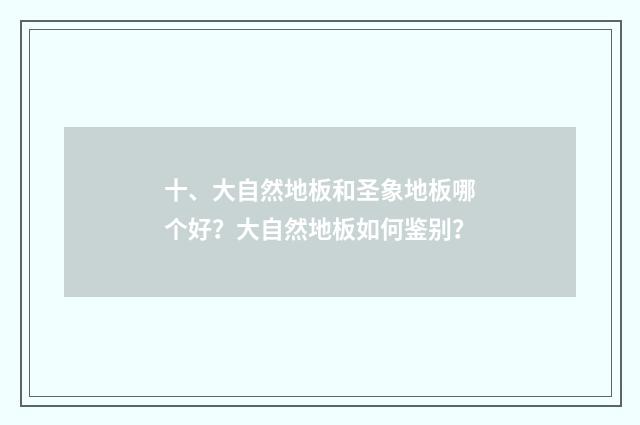 十、大自然地板和圣象地板哪个好?大自然地板如何鉴别?