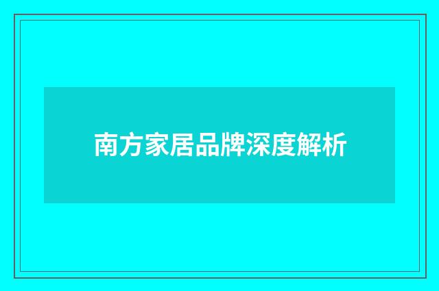 南方家居品牌深度解析