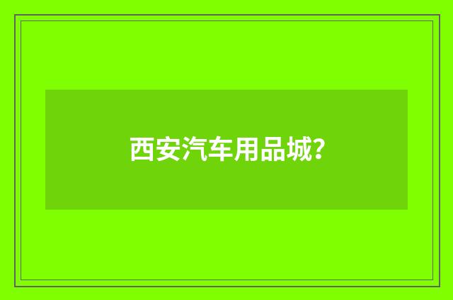 西安汽车用品城?